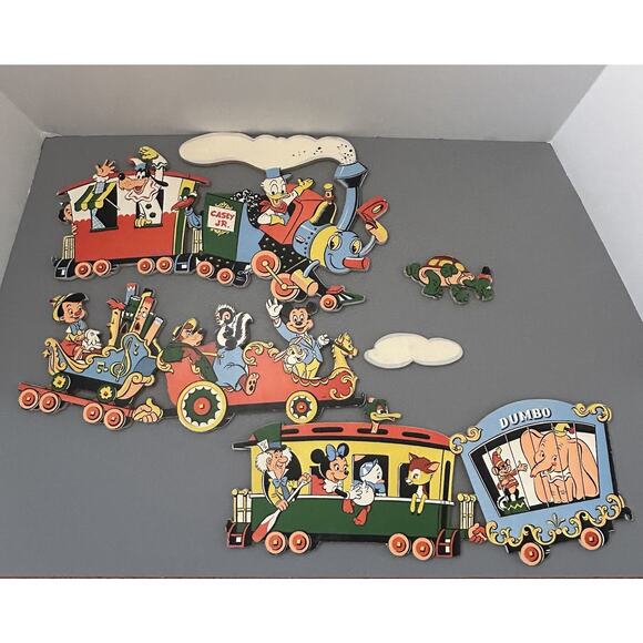 1960’s Disney Casey Jr. Circus Train Cardboard Wall Hanger Mickey Dumbo Donald - Picture 1 of 12